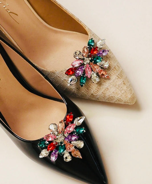 Flerfärgade avtagbara strass skoklämmor, lämpliga för höga klackar och fashionabla outfits