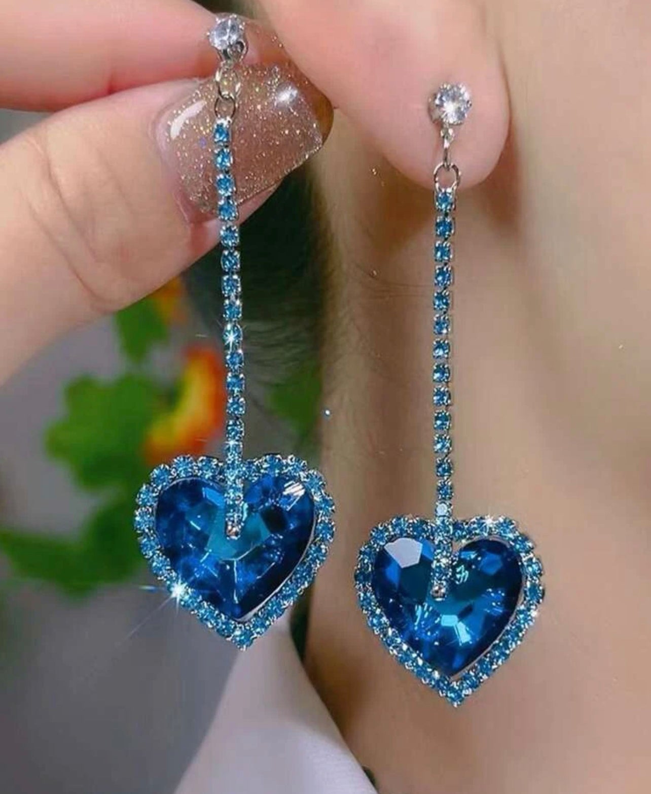 Rhinestone Heart Droppörhängen